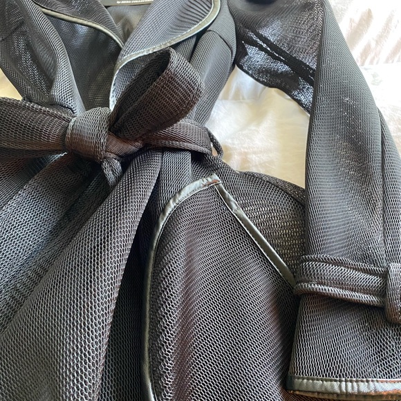 NWT Mesh trench coat with vegan leather trim - Picture 2 of 2